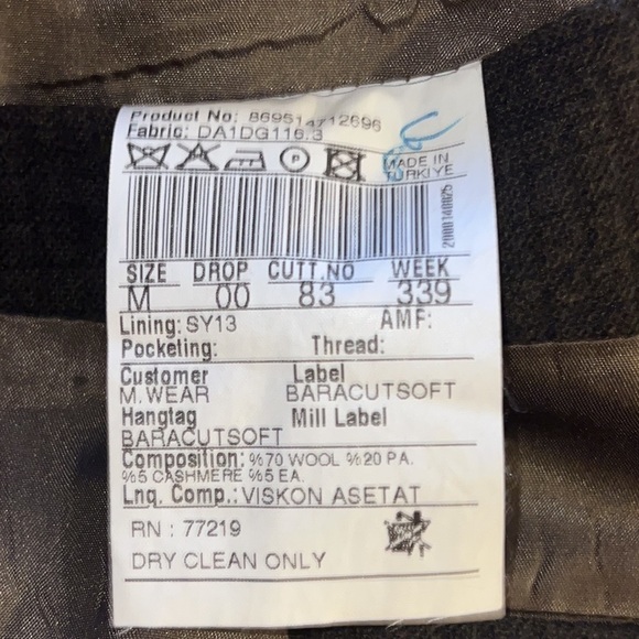 Men’s Baracuta Soft Italian Cashmere and Wool blend long coat green/brown Sz M - Picture 13 of 13